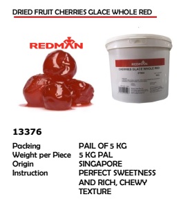 Cherries Glace Whole Red Pail of 5kg